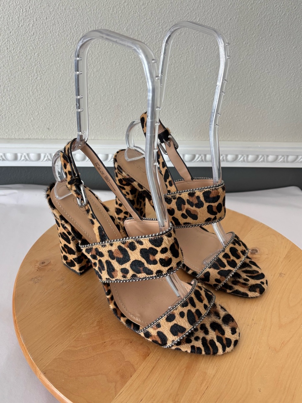 Coach Rylie Leopard Print Calf Hair Block Heel Sandals Size 9.5 - Picture 5 of 8